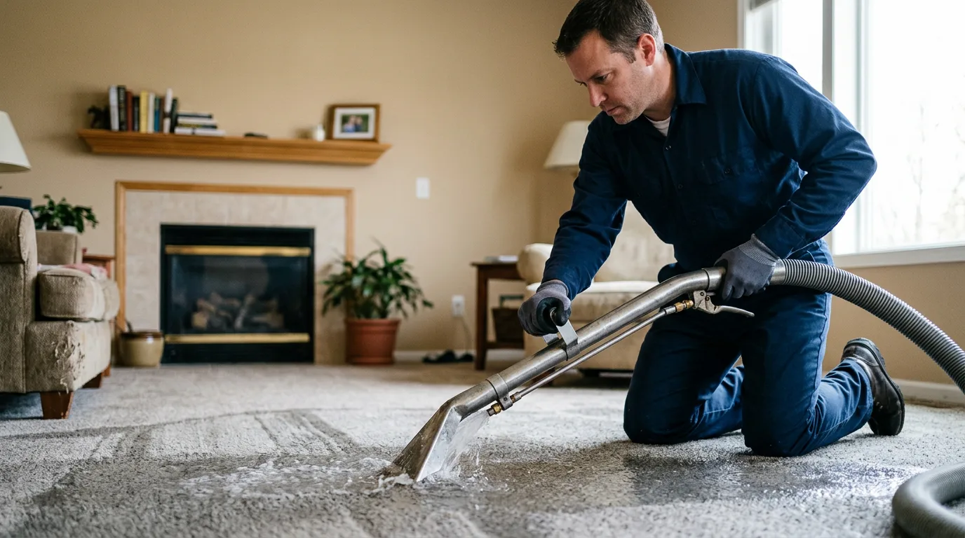 Water damage restoration technician working near West Brooklyn, IL